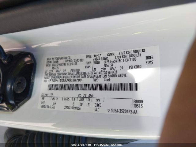 1FTEW1EG5JKC58780 Ford F-150 Lariat