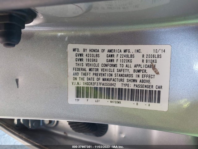 Honda ACCORD LX 2015 1HGCR2F37FA055842 Image 9