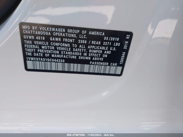 1VWCS7A31GC044233 Volkswagen Passat 1.8t Sel