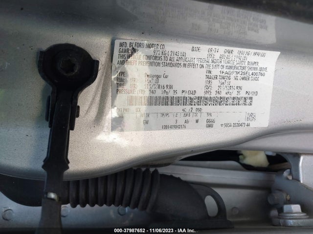 2014 FORD FOCUS SE VIN: 1FADP3K25EL400760