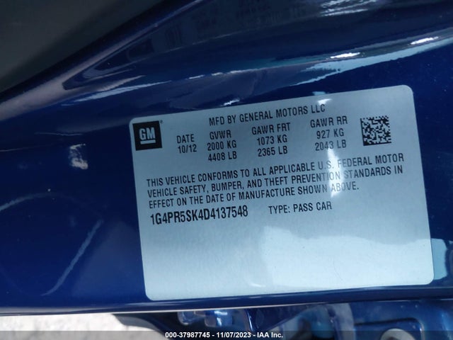 2013 BUICK VERANO CONVENIENCE GROUP VIN: 1G4PR5SK4D4137548
