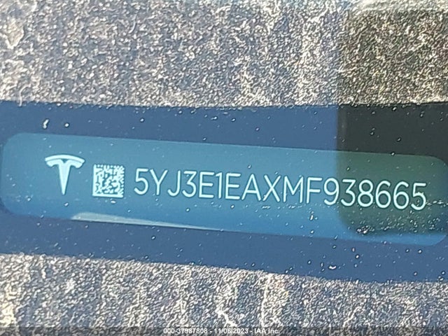 5YJ3E1EAXMF938665 Tesla Model 3 Standard Range Plus Rear-wheel Drive