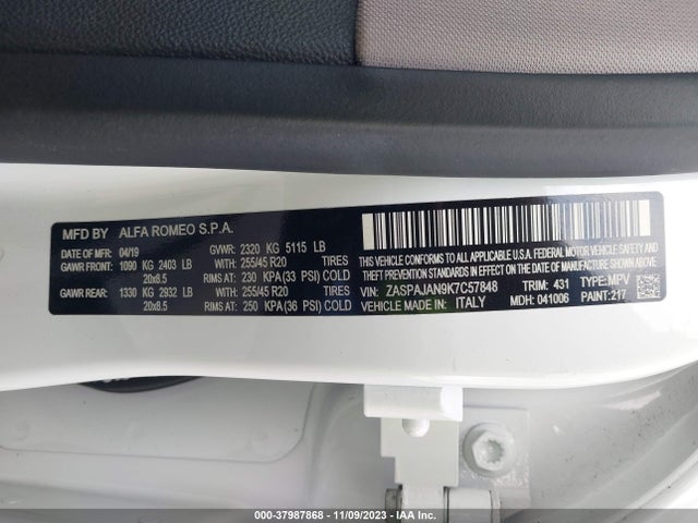 ZASPAJAN9K7C57848 Alfa Romeo Stelvio Rwd
