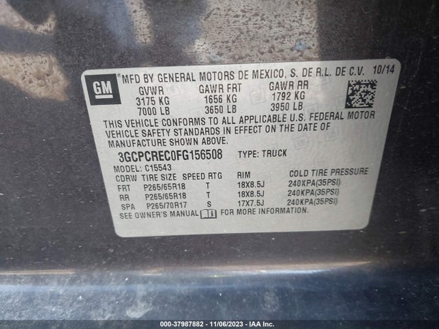 Chevrolet Silverado 1500 2lt 2015 3GCPCREC0FG156508 Image 9