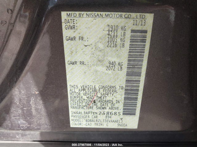 Nissan Altima 2.5 S 2014 1N4AL3AP7EN258685 Image 9