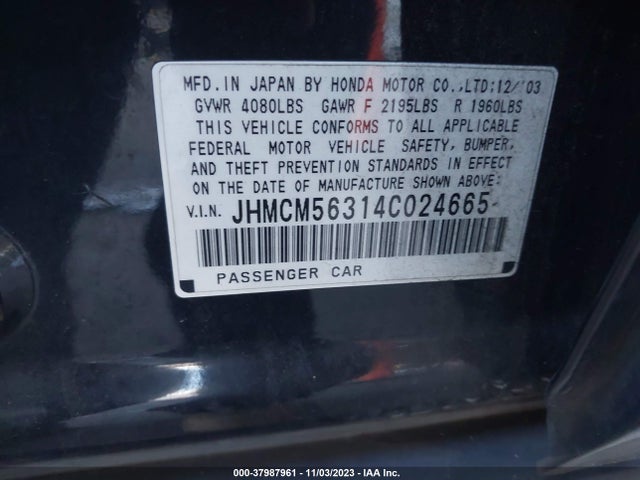 2004 HONDA ACCORD 2.4 LX VIN: JHMCM56314C024665