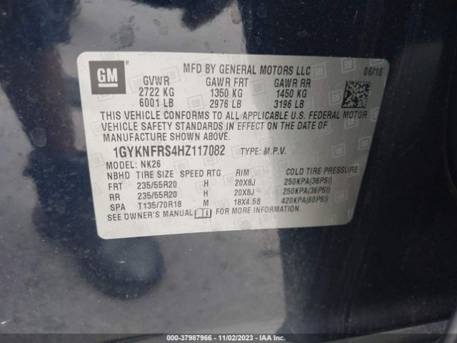 1GYKNFRS4HZ117082 Cadillac Xt5 Platinum