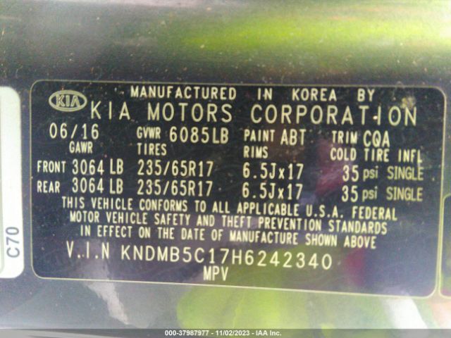 KNDMB5C17H6242340 KIA SEDONA LX