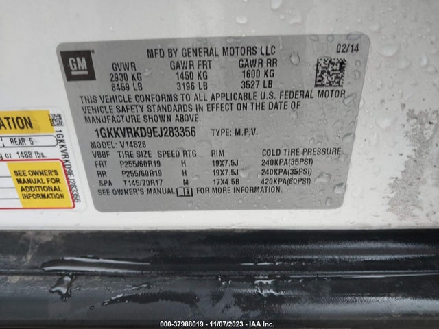 GMC Acadia Slt-1 2014 1GKKVRKD9EJ283356 Image 9