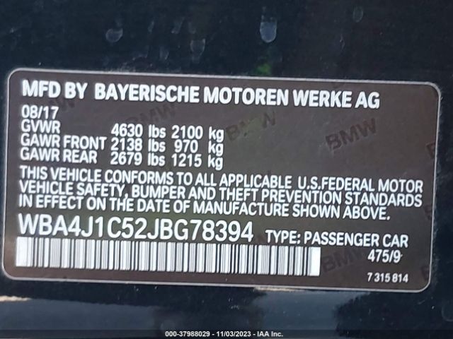 WBA4J1C52JBG78394 BMW 430i Gran Coupe