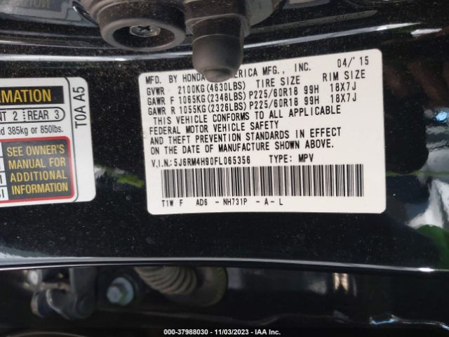 5J6RM4H90FL065356 Honda Cr-v Touring