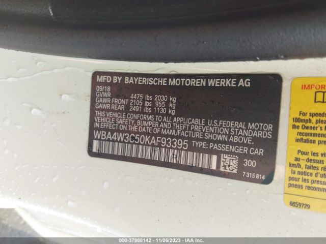 WBA4W3C50KAF93395 BMW 430I