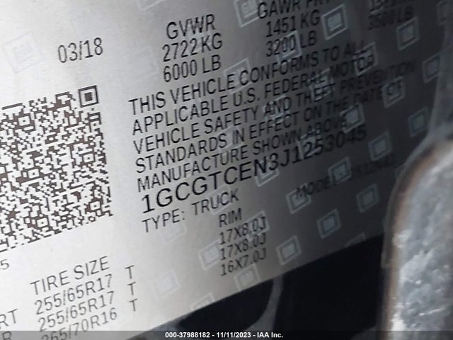 Chevrolet Colorado Lt 2018 1GCGTCEN3J1253045 Image 9