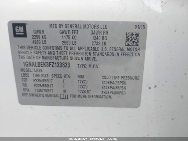 Chevrolet EQUINOX 1LT 2015 1GNALBEK3FZ123823 Image 9