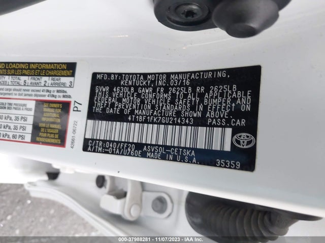 Toyota CAMRY SE 2016 4T1BF1FK7GU214343 Image 9