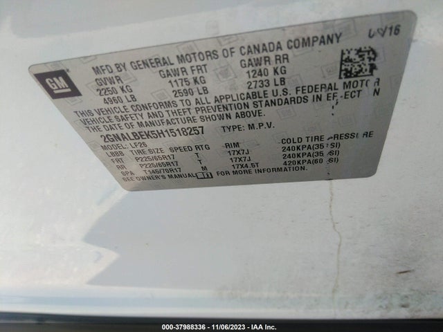 Chevrolet EQUINOX LS 2017 2GNALBEK5H1518257 Image 9