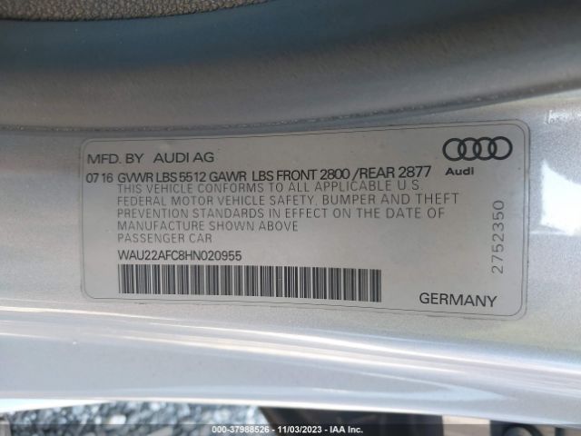 WAU22AFC8HN020955 Audi A7 3.0t Premium Plus