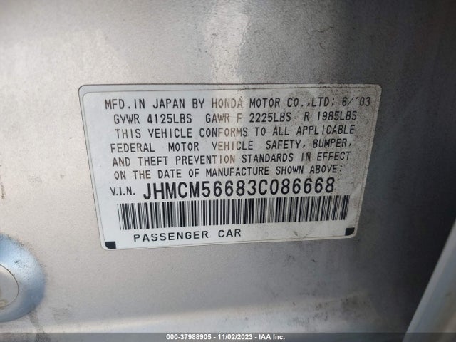 2003 HONDA ACCORD SDN EX VIN: JHMCM56683C086668