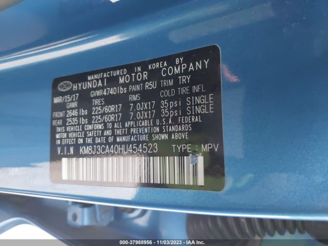 2017 HYUNDAI TUCSON KM8J3CA40HU454523 Photo 8