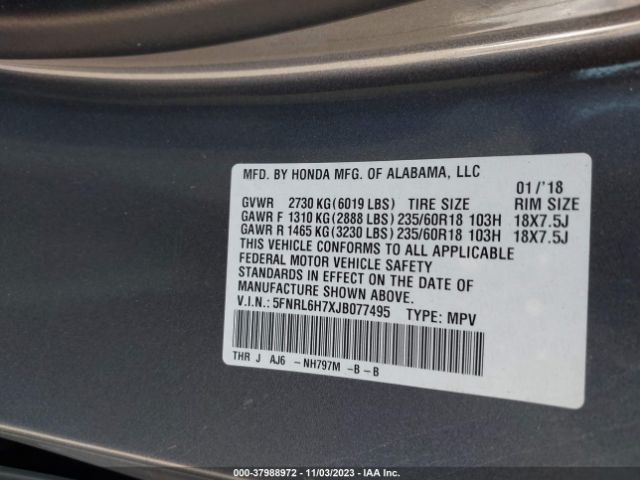 5FNRL6H7XJB077495 Honda Odyssey Ex-l