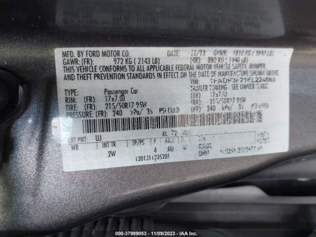 1FADP3F21EL224865 Ford FOCUS SE