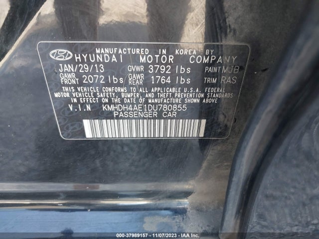 Продажа на аукционе авто 2013 Hyundai Elantra Limited (ulsan Plant), vin: KMHDH4AE1DU780855, номер лота: 37989157