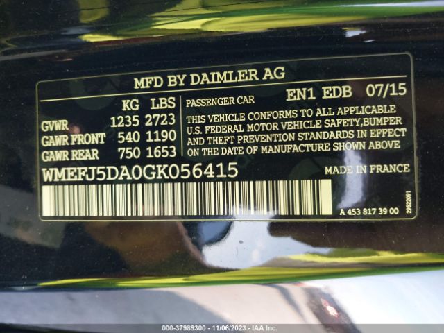 WMEFJ5DA0GK056415 Smart Fortwo Passion/prime/proxy/pure