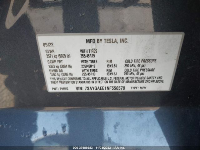 2022 TESLA MODEL Y 7SAYGAEE1NF556578 Photo 8