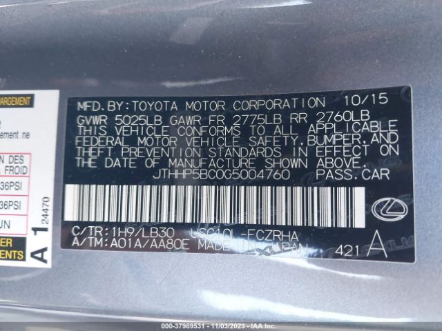 JTHHP5BC0G5004760 Lexus RC F