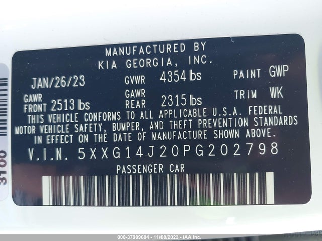 5XXG14J20PG202798 KIA t-gdi gamma ii