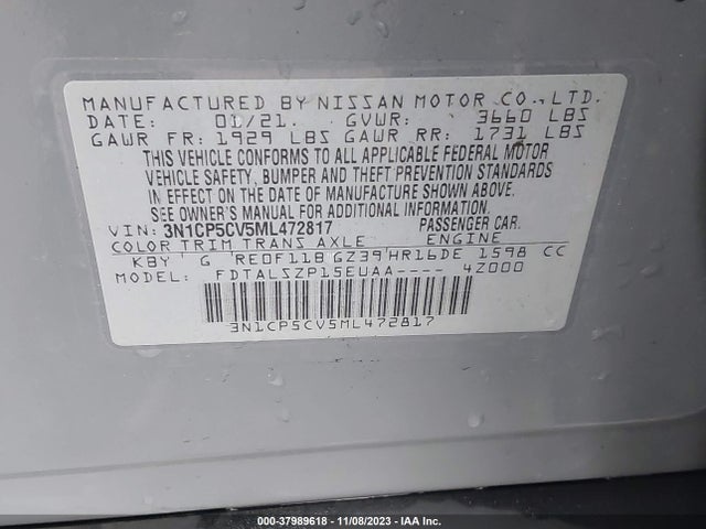 Nissan Kicks Sv Xtronic Cvt 2021 3N1CP5CV5ML472817 Image 9