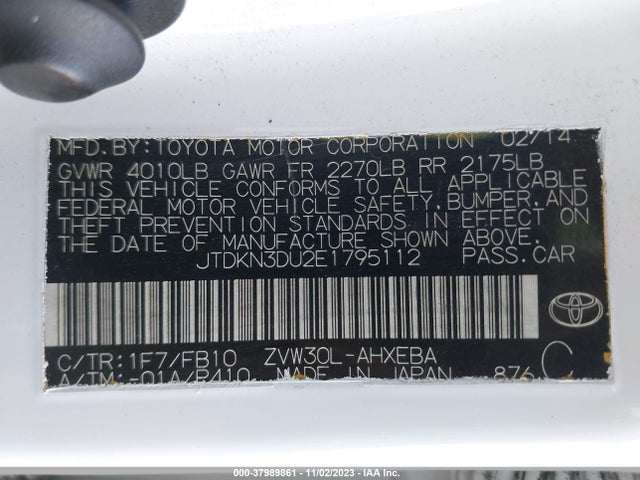 Toyota Prius Two 2014 JTDKN3DU2E1795112 Image 9