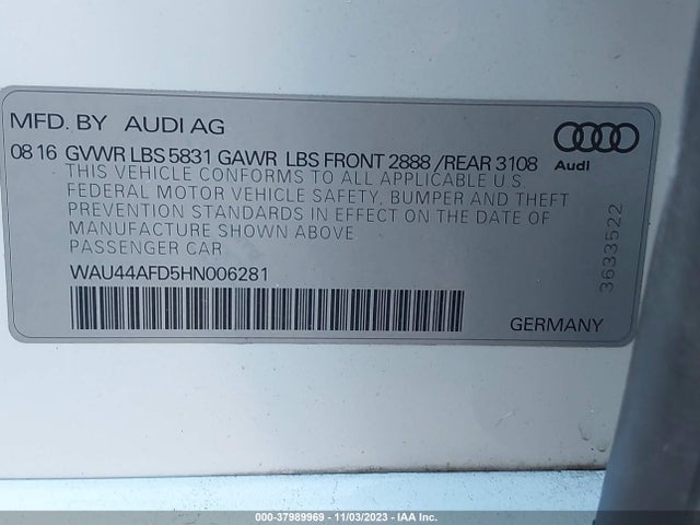 WAU44AFD5HN006281 Audi A8 L 3.0t