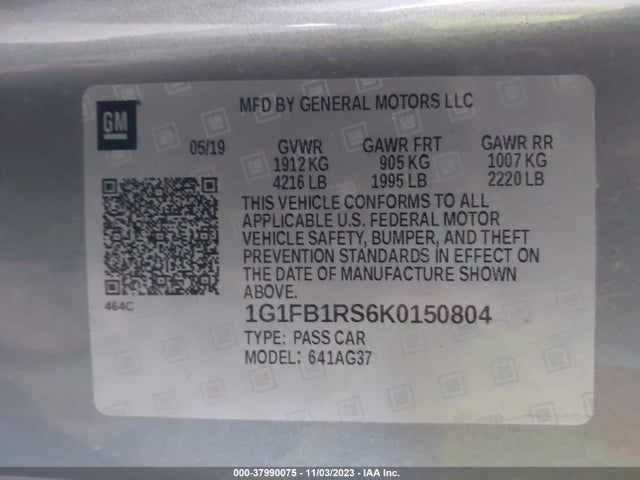 Chevrolet Camaro 1lt 2019 1G1FB1RS6K0150804 Image 9