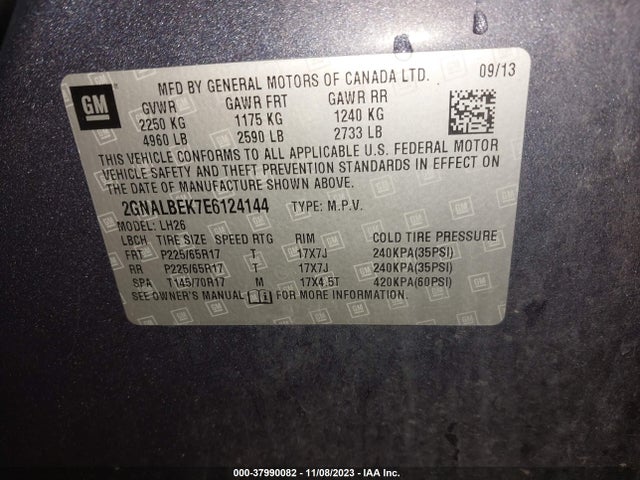 Chevrolet EQUINOX 1LT 2014 2GNALBEK7E6124144 Image 9