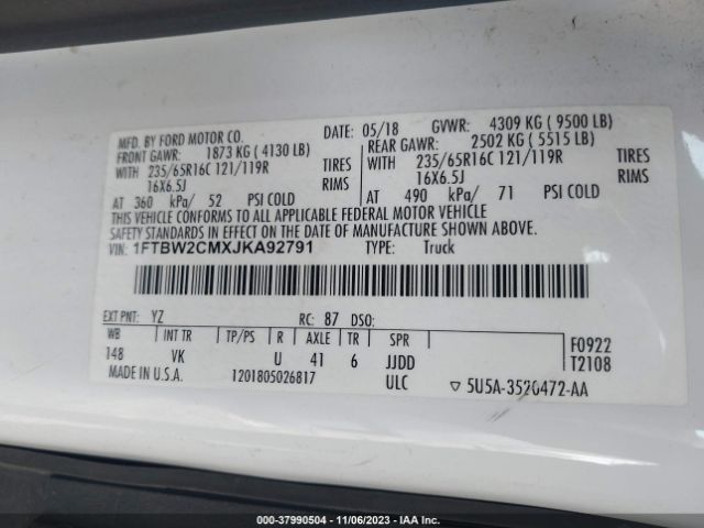1FTBW2CMXJKA92791 Ford Transit-350