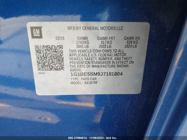 Chevrolet Cruze Lt Auto 2018 1G1BE5SM9J7181804 Image 9