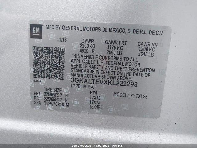 3GKALTEVXKL221293 GMC Terrain Sle