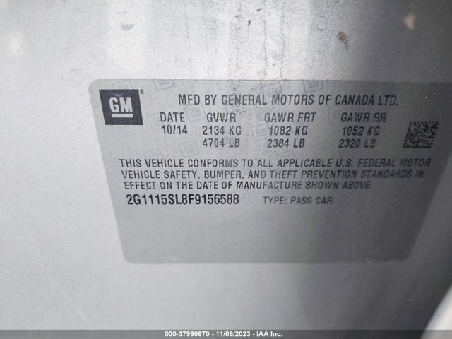 Chevrolet IMPALA 1LT 2015 2G1115SL8F9156588 Image 9