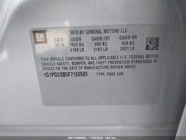 Chevrolet CRUZE LTZ 2015 1G1PG5SB5F7160583 Image 9