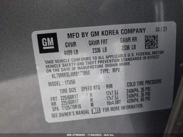 Chevrolet Trailblazer Awd Lt 2021 KL79MRSL4MB173860 Image 9