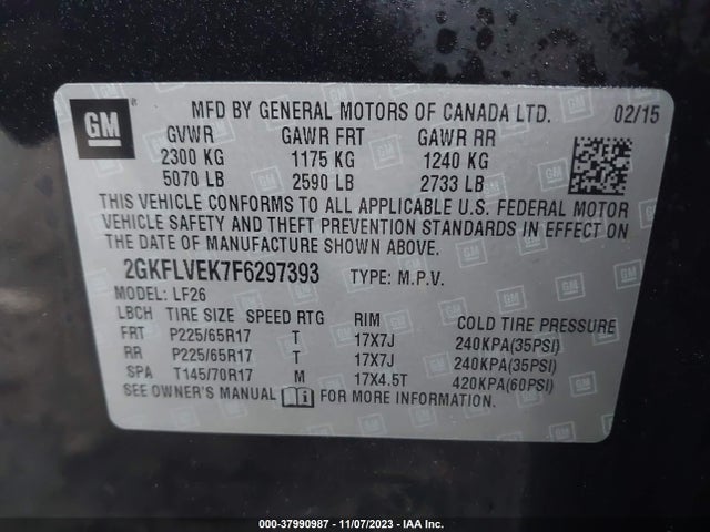 GMC Terrain Sle-1 2015 2GKFLVEK7F6297393 Image 9