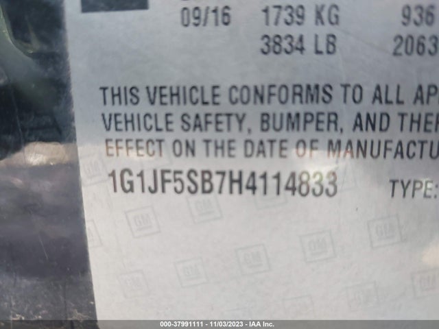 Chevrolet Sonic Premier Auto 2017 1G1JF5SB7H4114833 Image 9