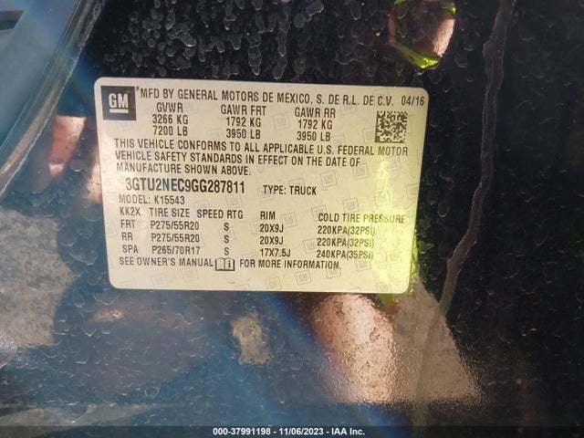 GMC Sierra 1500 Slt 2016 3GTU2NEC9GG287811 Image 9
