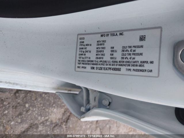5YJ3E1EA7PF490860 Tesla Model 3 Rear-wheel Drive
