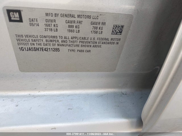 Chevrolet Sonic Ls Auto 2014 1G1JA5SH7E4211285 Image 9