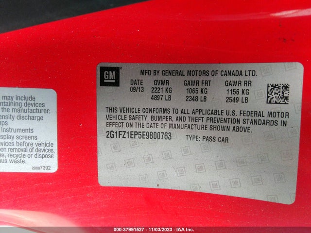 Chevrolet CAMARO ZL1 2014 2G1FZ1EP5E9800763 Image 9