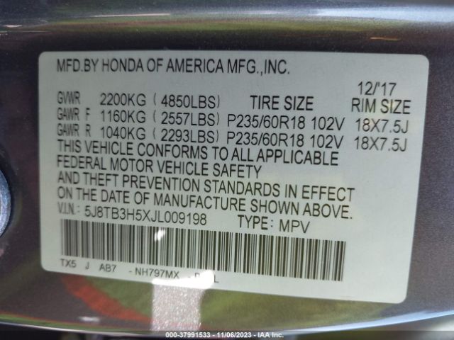 5J8TB3H5XJL009198 Acura Rdx Technology   Acurawatch