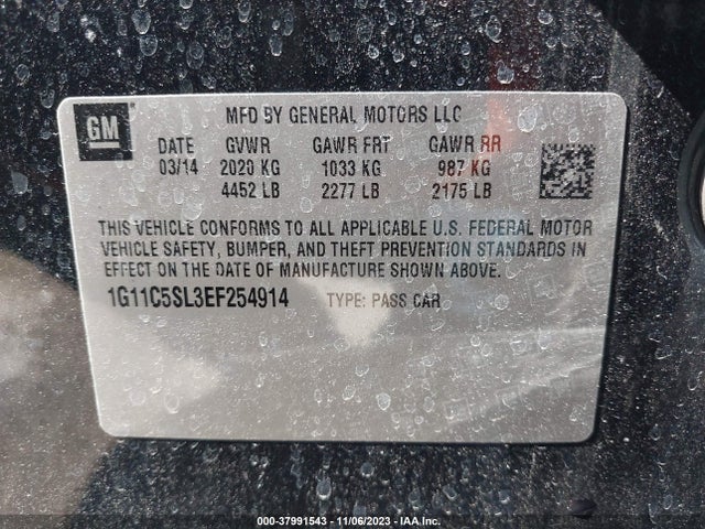 Chevrolet MALIBU 1LT 2014 1G11C5SL3EF254914 Image 9