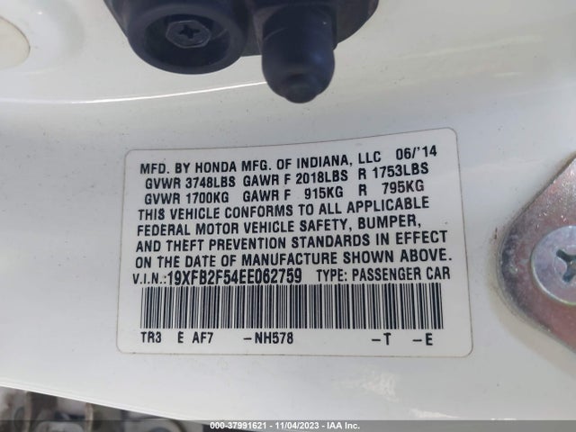 Honda Civic Sedan Lx 2014 19XFB2F54EE062759 Image 9